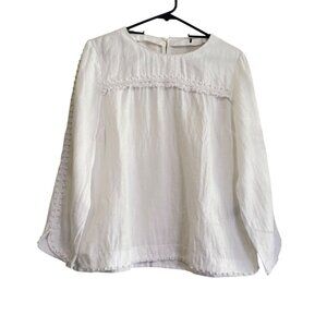 J. Crew Women's White 100% Linen Long Sleeve Top Size M